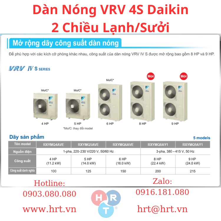 Dàn Nóng VRV 4S Daikin 2 Chiều Lạnh/Sưởi